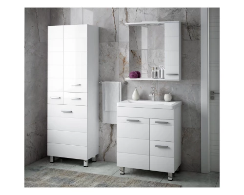 Зеркальный шкаф 60x74 см белый глянец/белый матовый R Corozo Денвер SD-00000533