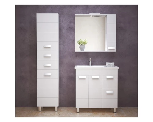 Зеркальный шкаф 80x74 см белый глянец/белый матовый R Corozo Денвер SD-00000532