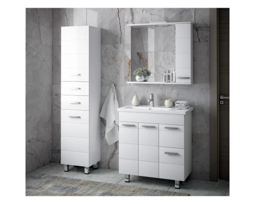 Зеркальный шкаф 80x74 см белый глянец/белый матовый R Corozo Денвер SD-00000532