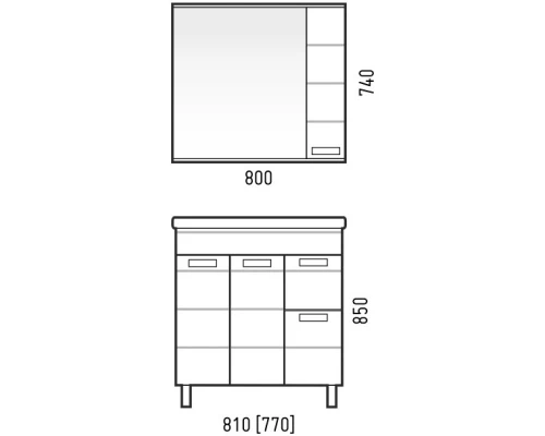 Зеркальный шкаф 80x74 см белый глянец/белый матовый R Corozo Денвер SD-00000532