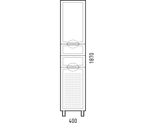 Пенал напольный белый глянец/белый матовый с бельевой корзиной R Corozo Монро SD-00000714