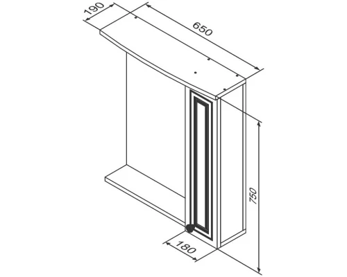 Зеркальный шкаф 65x75 см белый глянец R Damixa Palace One M41MPR0651WG