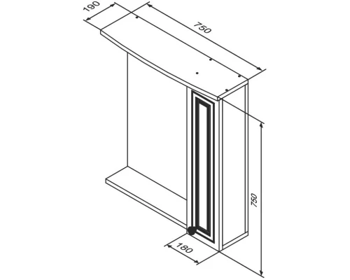Зеркальный шкаф 75x75 см белый глянец R Damixa Palace One M41MPR0751WG