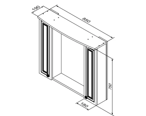 Зеркальный шкаф 85x75 см белый глянец R Damixa Palace One M41MPX0851WG