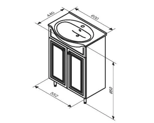 Тумба с раковиной белый глянец 60 см Damixa Palace One M41-FSX0601WG-WCC060