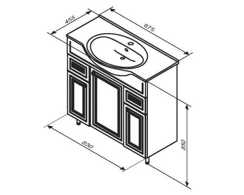 Тумба с раковиной белый глянец 87,5 см Damixa Palace One M41-FSX0853WG-WCC085