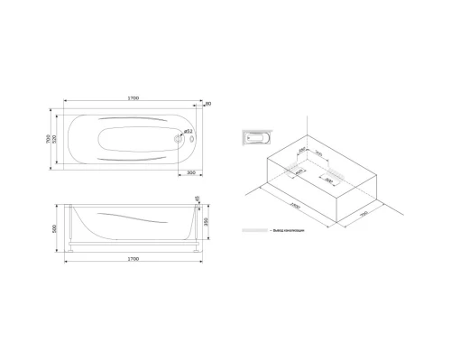 Акриловая ванна 170x70 см Damixa Willow WILL-170-070W-A