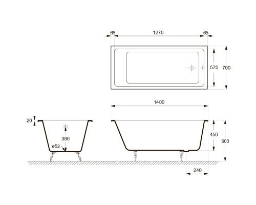Чугунная ванна 140x70 см Delice Level DLR230618