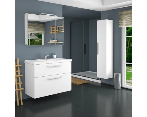 Зеркальный шкаф 100x70,3 см белый матовый Diborg Lande 77.2107