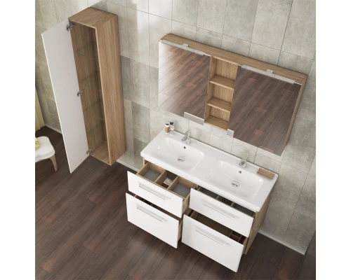 Зеркальный шкаф 125x70,3 см дуб Diborg Lande 77.3109