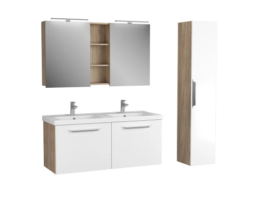 Тумба белый матовый/дуб 122 см Diborg Lande 77.6219