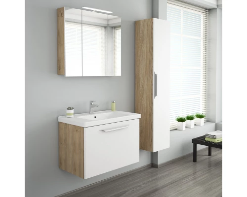 Тумба белый матовый/дуб 76 см Diborg Lande 77.6215