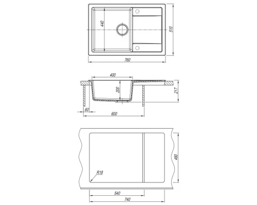 Кухонная мойка Dr.Gans Техно дюна 25.030.D0760.402