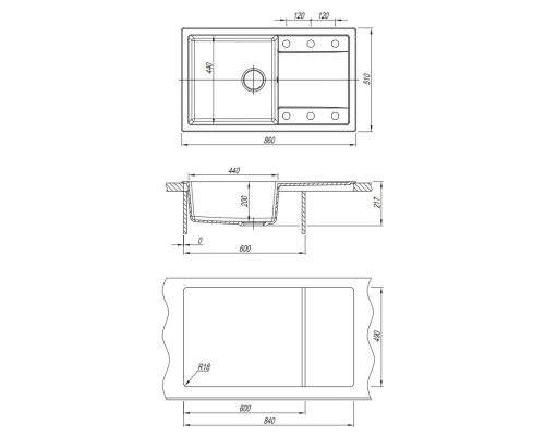 Кухонная мойка Dr.Gans Техно латте 25.030.D0860.403