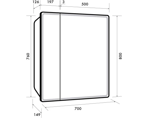 Зеркальный шкаф 70x80 см белый глянец R Dreja Point 99.9033
