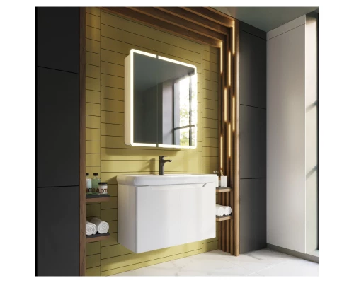 Зеркальный шкаф 70x80 см белый глянец R Dreja Point 99.9033