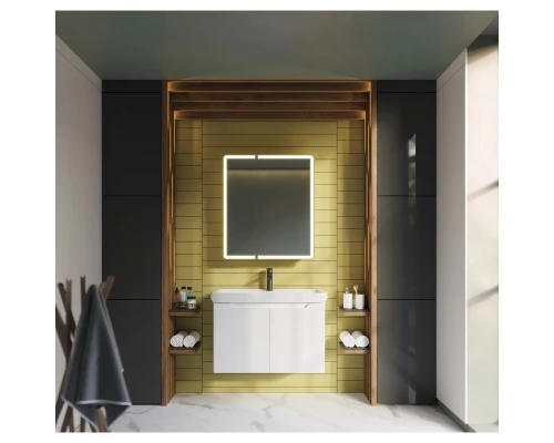 Зеркальный шкаф 70x80 см белый глянец R Dreja Point 99.9033