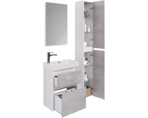 Тумба белый глянец/бетон 52,4 см Dreja Slim 99.0502