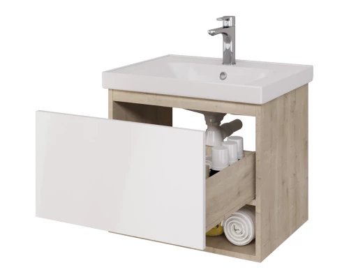 Тумба белый глянец/дуб эврика 57,6 см Dreja Perfecto 99.0811