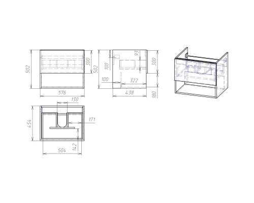 Тумба белый глянец/дуб эврика 57,6 см Dreja Perfecto 99.0811