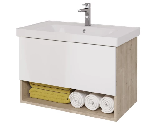 Тумба белый глянец/дуб эврика 87 см Dreja Perfecto 99.0813