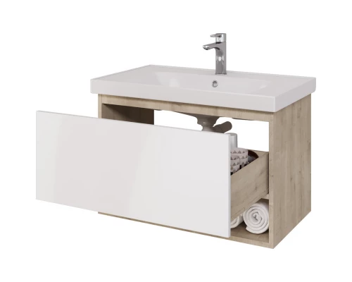 Тумба белый глянец/дуб эврика 87 см Dreja Perfecto 99.0813