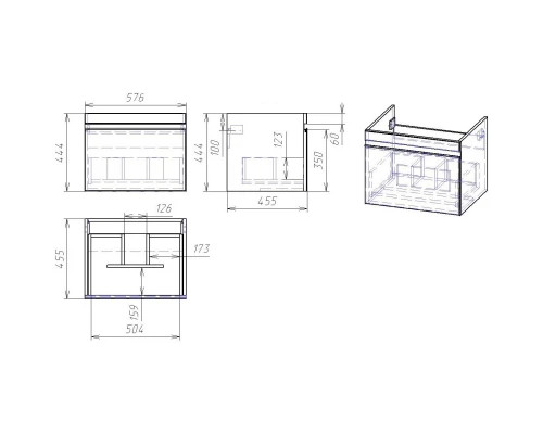 Тумба белый глянец 57,6 см Dreja Grace 99.0909