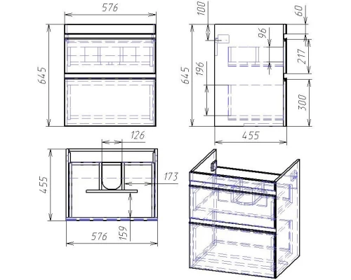 Тумба белый глянец 57,6 см Dreja Grace Plus 99.0904