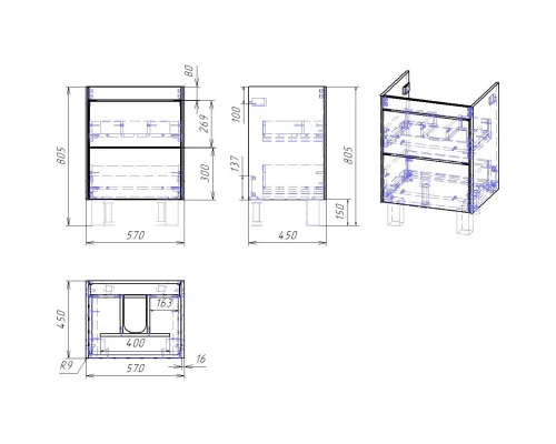 Тумба белый глянец 57 см Dreja Prime 99.9300