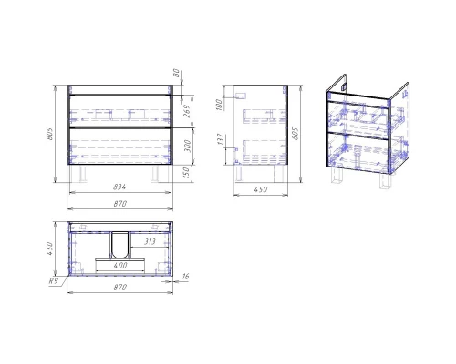 Тумба белый глянец 87 см Dreja Prime 99.9302