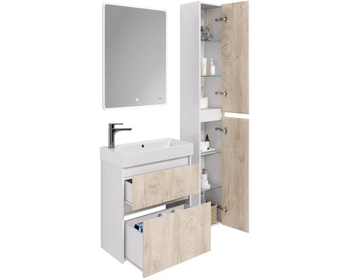 Пенал подвесной дуб кантри/белый глянец R Dreja Slim 99.0504