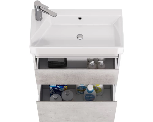 Тумба белый глянец/бетон 62 см Dreja Slim 99.0503