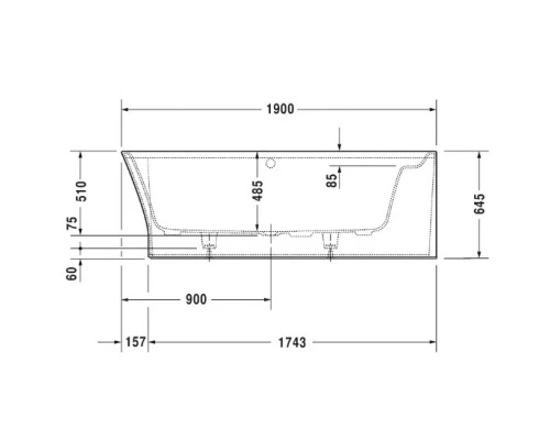 Акриловая ванна 190x90 см R Duravit Cape Cod 700363000000000