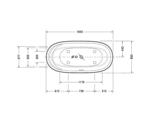 Акриловая ванна 185,5x88,5 см Duravit Cape Cod 700330000000000