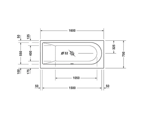 Акриловая ванна 160x70 см L Duravit Darling New 700238000000000
