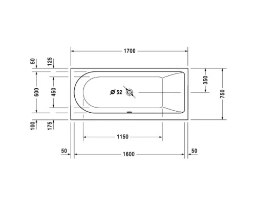 Акриловая ванна 170x75 см R Duravit Darling New 700243000000000
