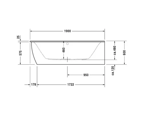Акриловая ванна 190x90 см R Duravit Darling New 700247000000000