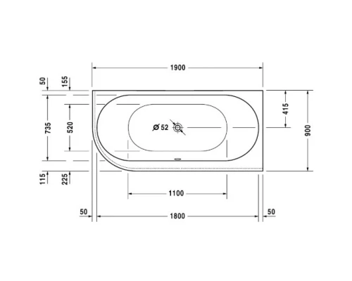 Акриловая ванна 190x90 см R Duravit Darling New 700247000000000