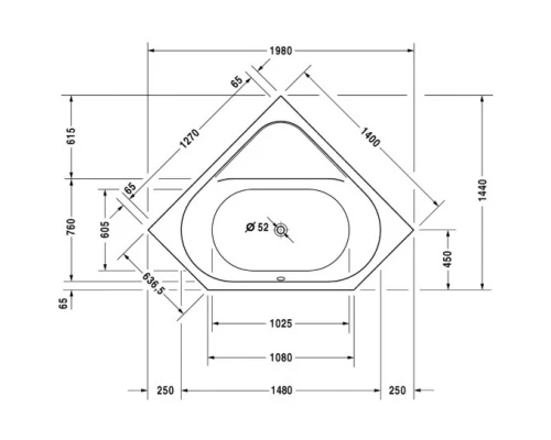 Акриловая ванна 140x140 см Duravit D-Code 700137000000000