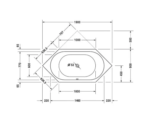 Акриловая ванна 190x90 см Duravit D-Code 700138000000000