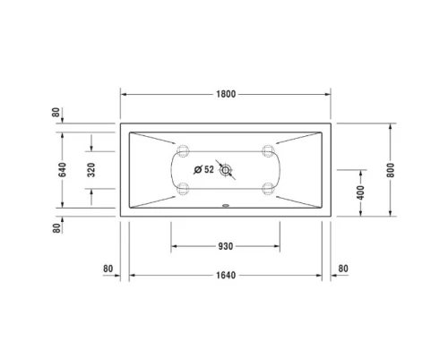 Акриловая ванна 180x80 см Duravit DuraSquare 700426000000000