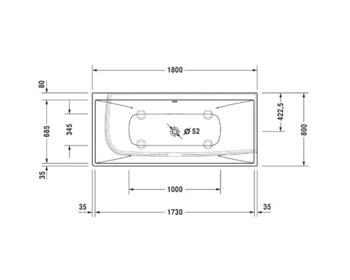 Акриловая ванна 180x80 см R Duravit DuraSquare 700428000000000