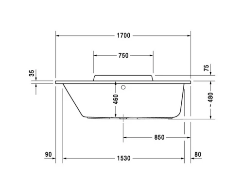Акриловая ванна 170x75 см L Duravit DuraStyle 700296000000000