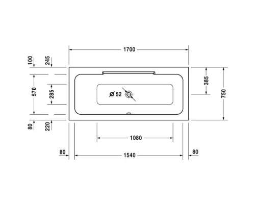 Акриловая ванна 170x75 см L Duravit DuraStyle 700296000000000