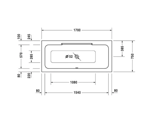Акриловая ванна 170x75 см R Duravit DuraStyle 700297000000000