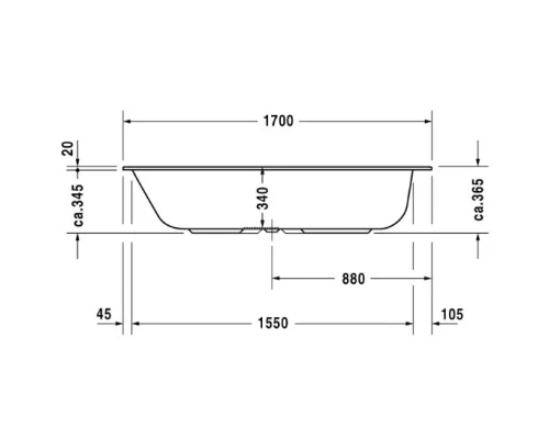 Акриловая ванна 170x75 см Duravit DuraStyle 700231000000000