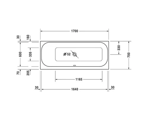 Акриловая ванна 170x70 см L Duravit Happy D.2 700310000000000