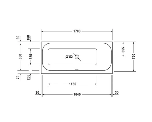 Акриловая ванна 170x75 см R Duravit Happy D.2 700313000000000