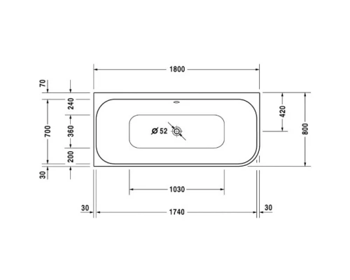 Акриловая ванна 180x80 см L Duravit Happy D.2 700316000000000