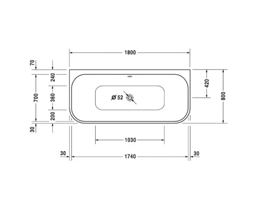 Акриловая ванна 180x80 см Duravit Happy D.2 700318000000000